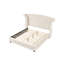 Lit double capitonné en cristal en bois crème