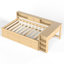 Lit de jour simple avec lit gigogne, structure en bois avec tiroirs de rangement, tablettes latérales et bureau, naturel