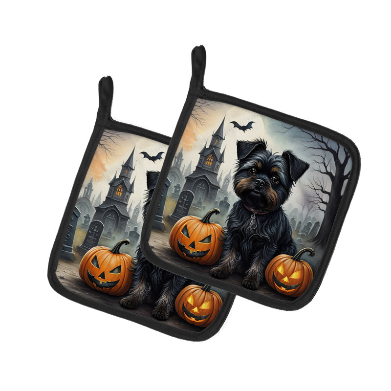 Paire de porte-casseroles Affenpinscher Spooky Halloween