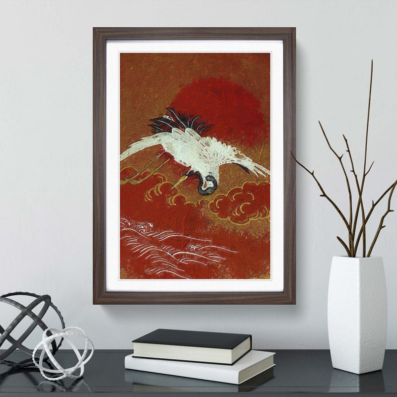Flying Crane - Framed Print, Walnut Framed, 48cm H x 36cm W x 2cm D