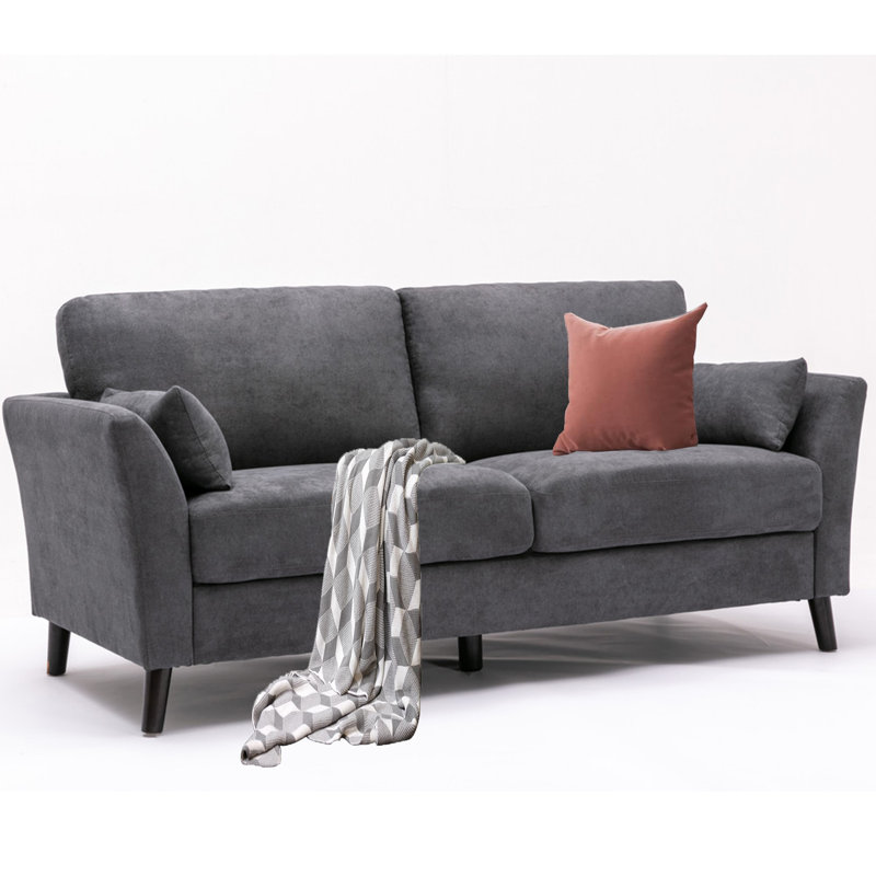 Thorwe 77'' Velvet Sofa, Dark Gray Velvet