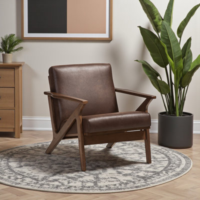 Chaise d'appoint Burnsdale en similicuir brun noyer, H 29,53 po x l 27,95 po x P 33,07 po