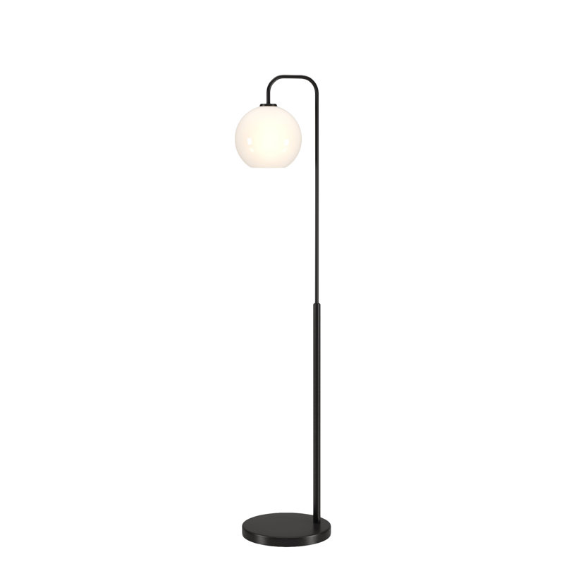 Lampe sur pied arquée 63 po Chaynce, Bronze noirci, Blanc
