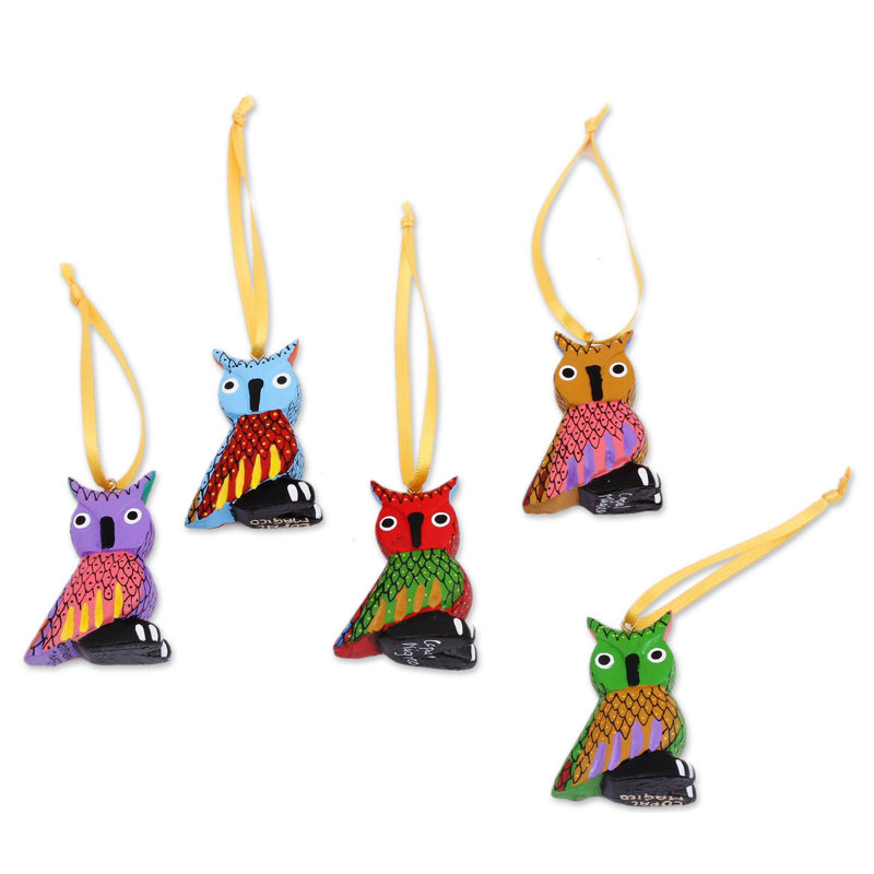 Ornement figurine suspendu alebrije doux hibou