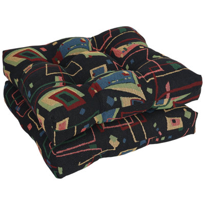 19-Inch Square Tapestry Tufted Dining Chair Cushions (Set Of 2) by Winston Porter