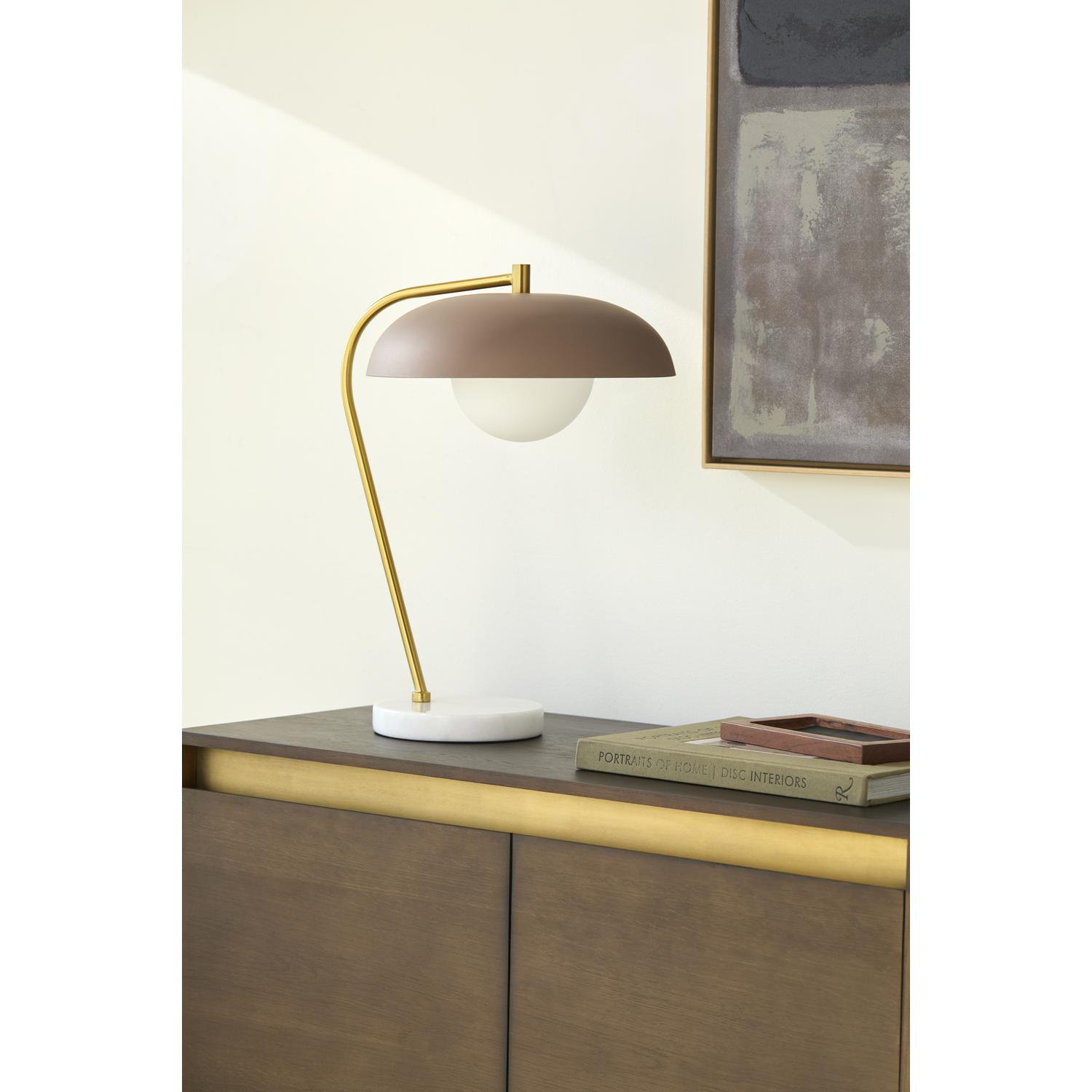 Table Lamp, White, Taupe