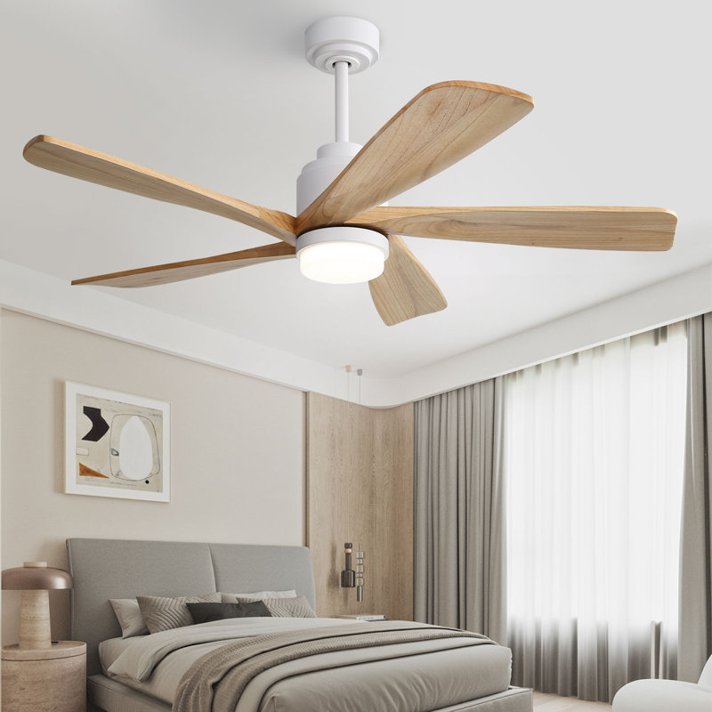 Damecia 52'' Ceiling Fan with LED Lights, White/Burlywood