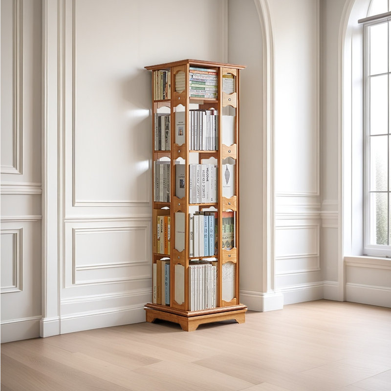 Bibliothèque tournante en bois massif, H 65,75 po x l 17,72 po x P 17,72 po
