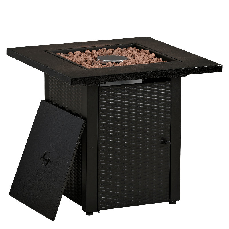 Sybill Square Steel Propane Smokeless Fire Pit Table