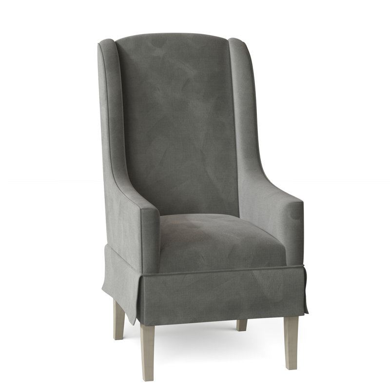 Fauteuil à oreilles rembourré Reed, 9953 Étain, Noyer