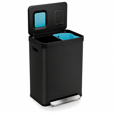 Poubelle de cuisine en acier inoxydable 18,5 gallons avec deux compartiments et CleanAura