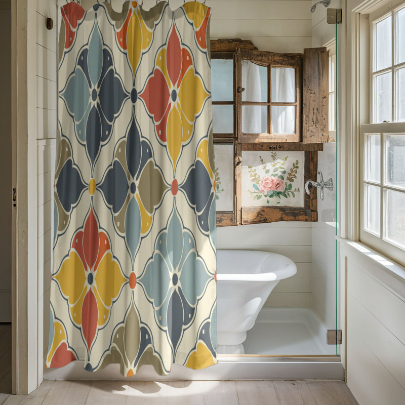 Old Tile - Premium Shower Curtain, 74"H x 71"W