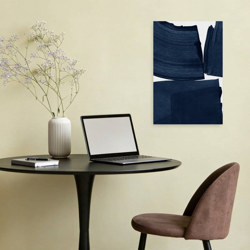 Navy Abstract Composition Abstract Contemporary Wall Art Print 1 Piece Wrapped Canvas Wall Art, 60.96cm H x 40.64cm W