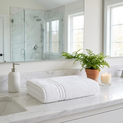 Ensemble de deux draps de bain en coton turc blanc 35 po x 66 po