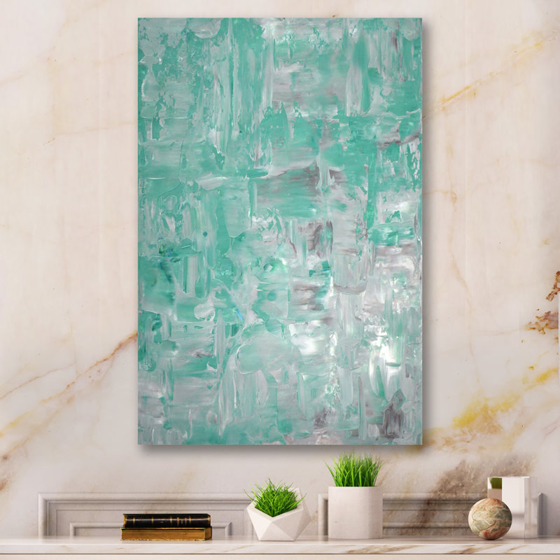 «Teal and Gray Abstract Impression», reproduction d'art moderne et contemporaine sur toile, H 12 po x l 8 po x P 1 po