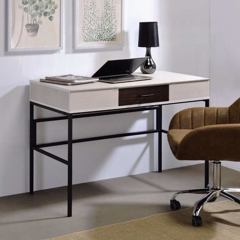 Verster Black Finish Writing Desk W/USB, White Duplicate 1