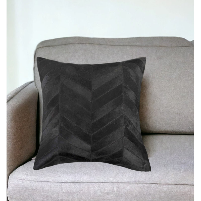 Coussin décoratif à chevrons, Noir/naturel