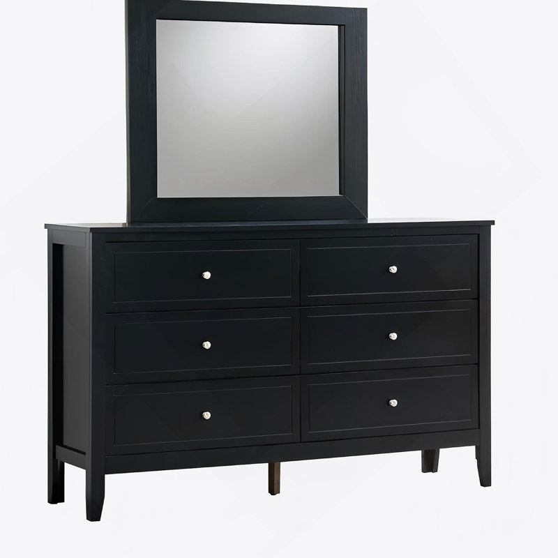 Commode 6 tiroirs Woonden, Noir