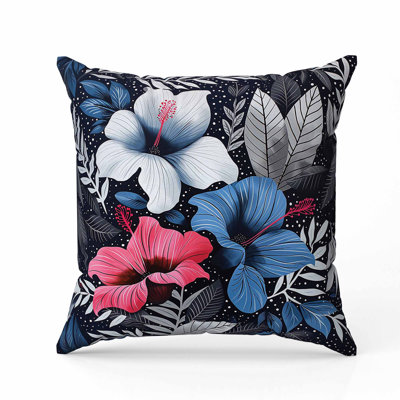 Coussin en suède à motif floral