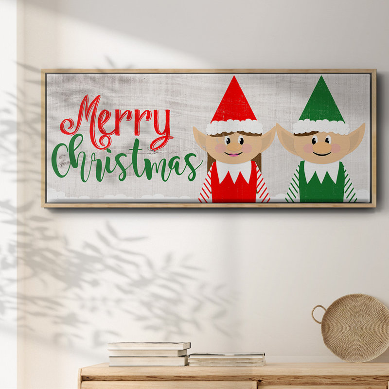 Christmas Elf Couple- Framed Canvas
