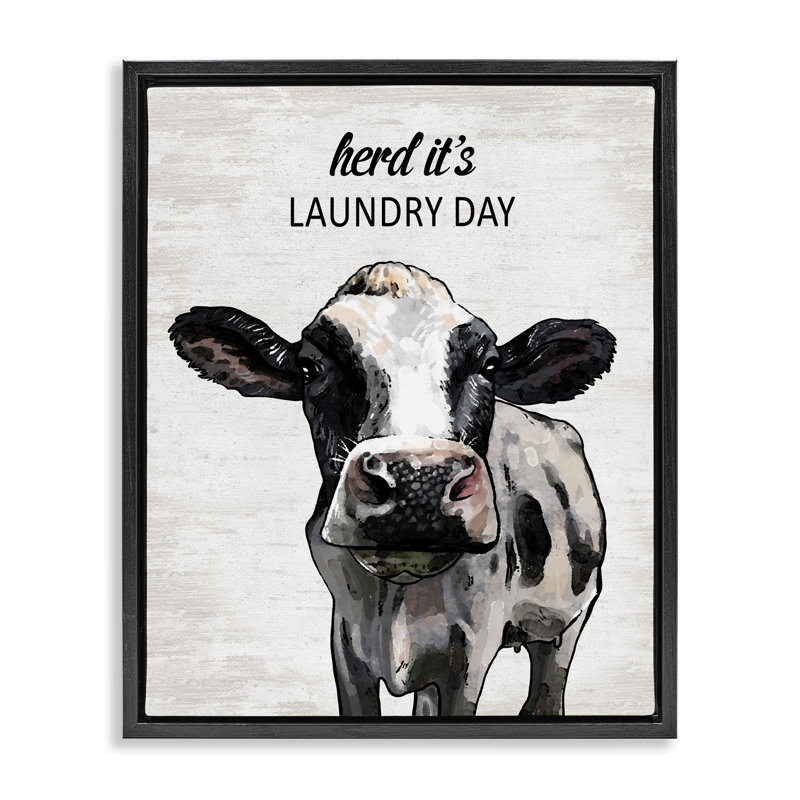 Cadre flottant Herd It's Laundry Day, H 31 po x l 25 po, Cadre flottant noir de jais