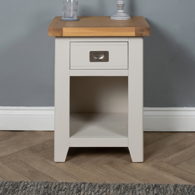 Altti 47cm W Solid Wood Bedside Table, White