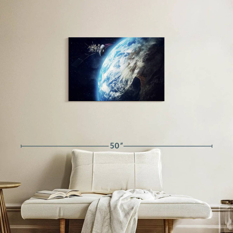 Satellite Revolving Earth, 20" H x 30" W