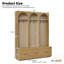 Arbre d'entrée de style maison de campagne en bois avec un design arqué, un élégant banc d'entrée et un porte-manteau et range-chaussures rustique-547745795