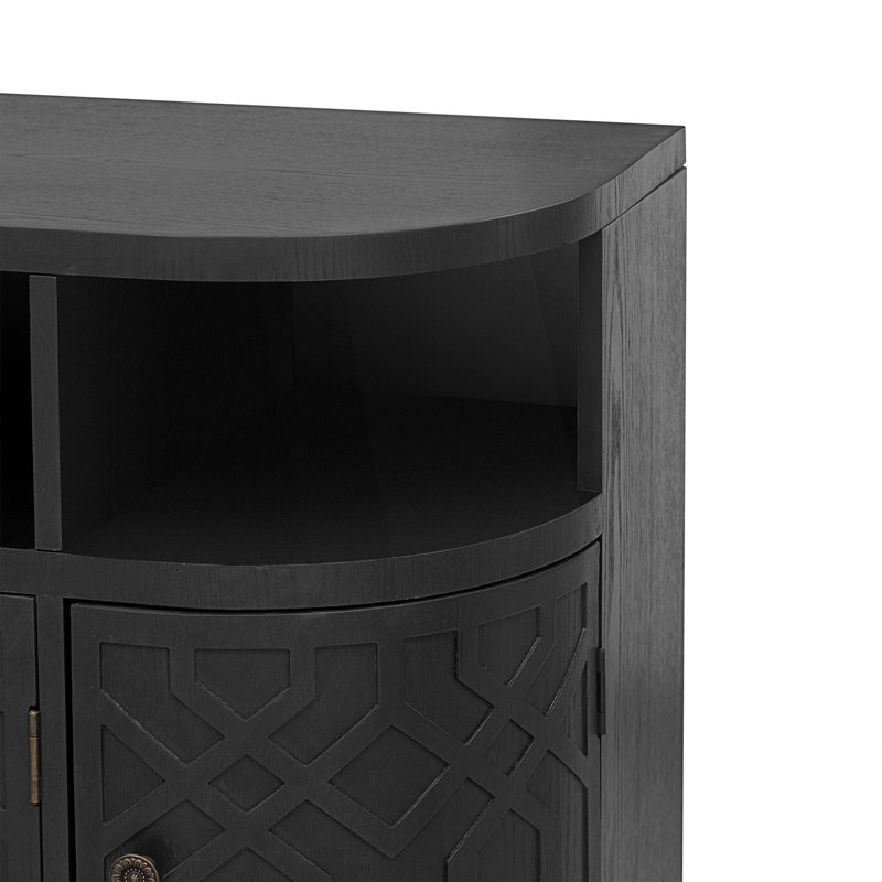 Buffet décoratif, armoire de rangement courbée avec quatre portes, Noir