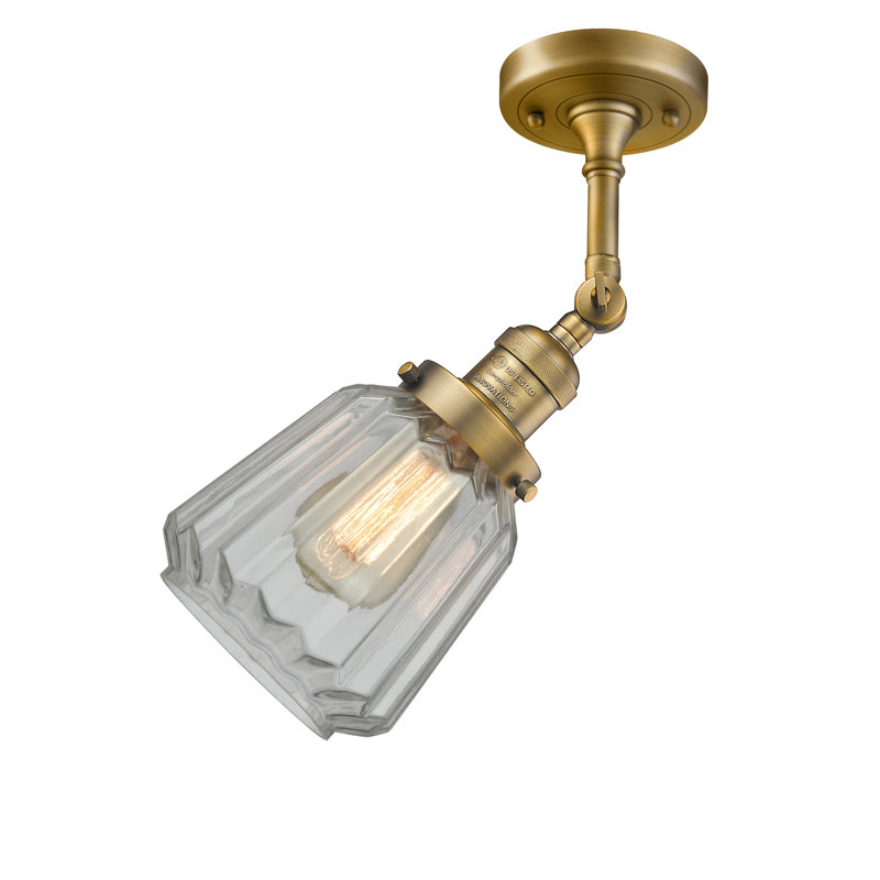 Plafonnier semi-encastré 6 po 1 lumières Vinson, Laiton brossé