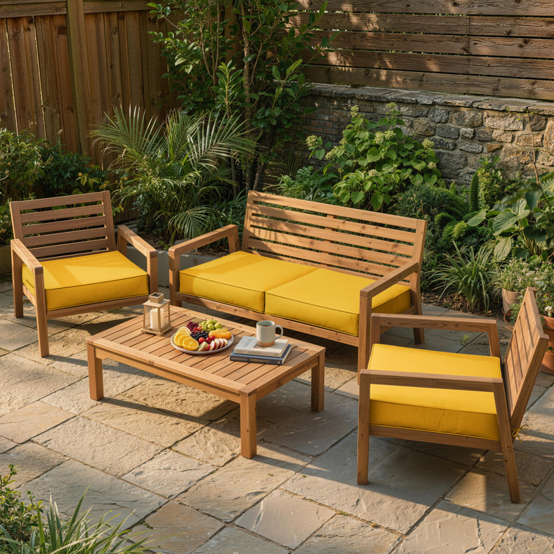 Housses de coussin d'extérieur, 4, 22" W x 22" D, Jaune