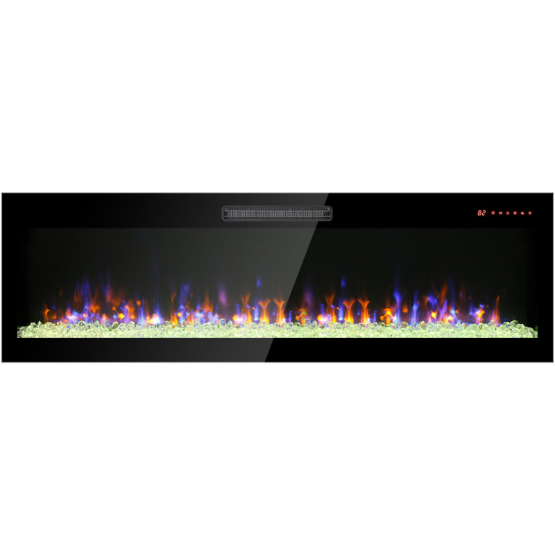 50 Inch Recessed Ultra Thin Glass Front Electric Fireplace