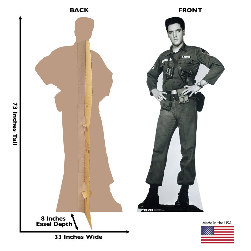Lifesize Elvis Presley Army Fatigues Cardboard Standup
