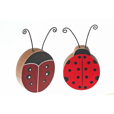 Figurine de coccinelle en bois d'IH Casa Decor - ensemble de 2