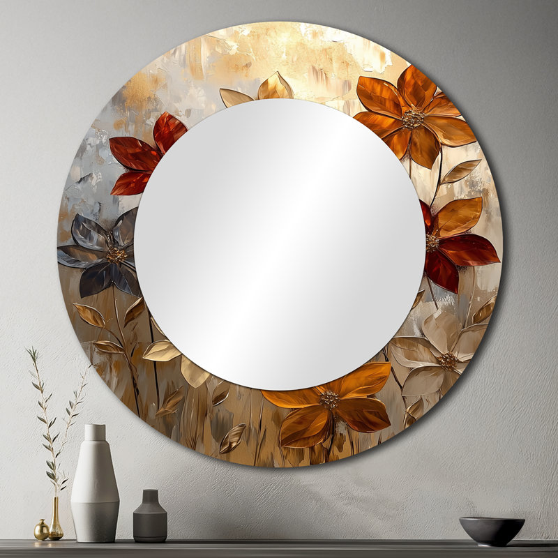 Fantasy Dahlia Flower Field I - Miroir floral pour décoration murale - imprimé sur métal, 36 po x 36 po