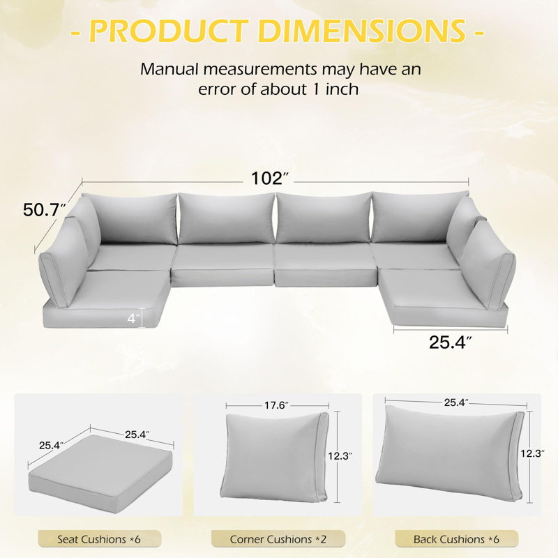 Coussin de siège / dossier de 4 po pour l'extérieur, Gris clair