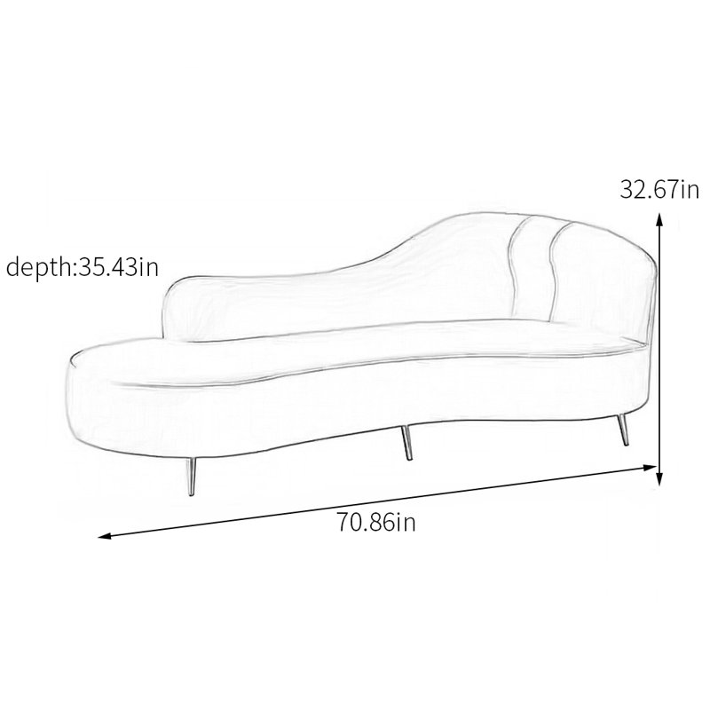 Chaise longue confortable en bois massif, Accoudoir à droite (vu de face)