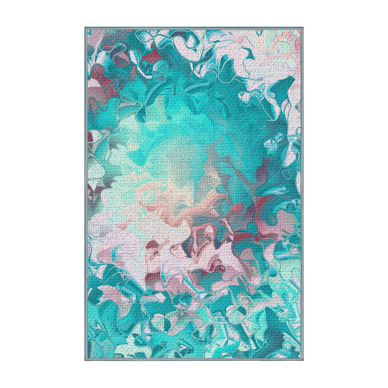 Tapis fond bleu sarcelle, Rectangle 2 pi x 5 pi
