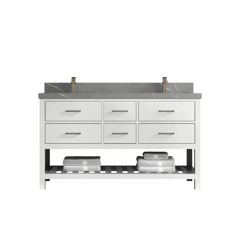 Ensemble de meuble-lavabo double 60 po Parker, Quartz Piatra