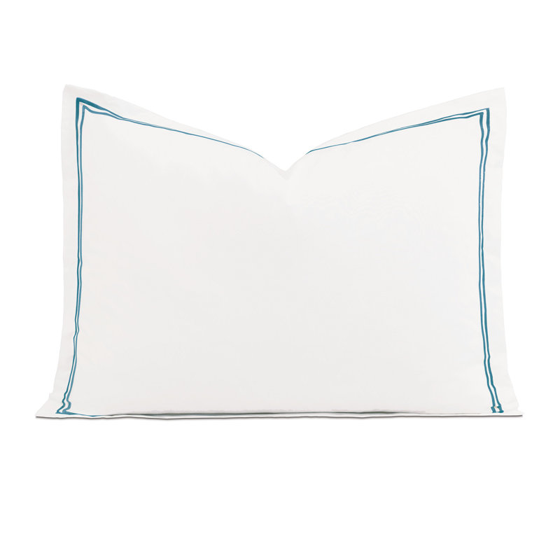 Enzo 100% Cotton Pillow Sham, White/Ocean, Standard