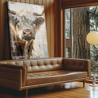 Vintage Highland Cattle Canvas Wall Art Countryside Scottish Cow Painting Picture Wall Decor Farmhouse Poster Print Artwork 16 X 24 Inches