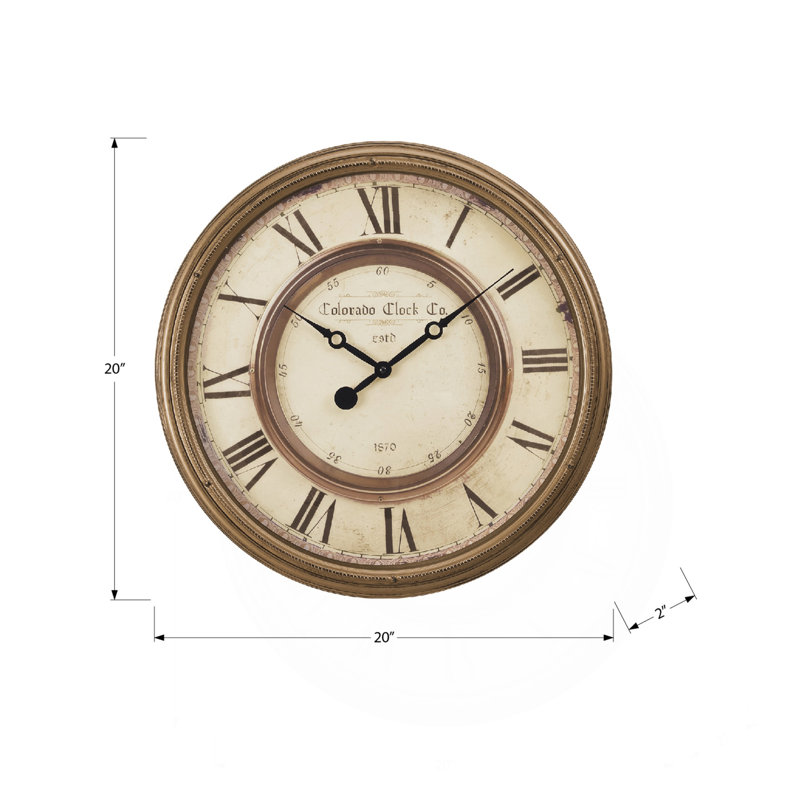 Clocks, 20" Round, Wall Clock, Antique Brown, Transitional