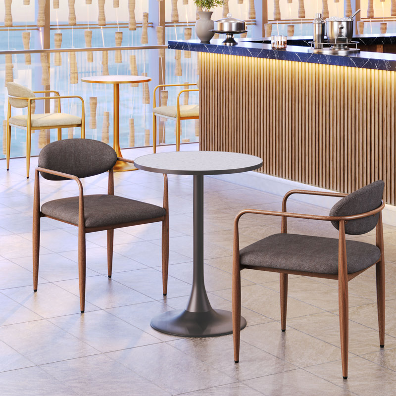 Table bistro Bite noir et bronze, Brun, Gris
