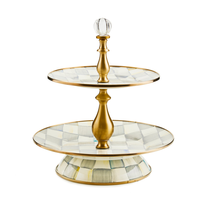 Sterling Check Two Tier Sweet Stand