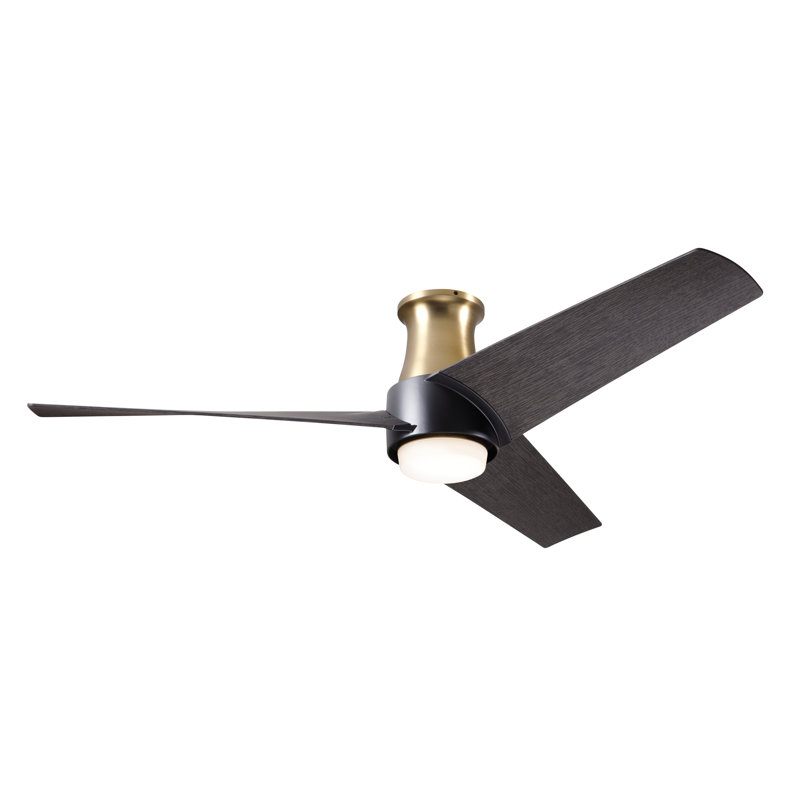 Ambit LED Flush Mount Ceiling Fan, Ebony, Satin Brass/Matte Black, Wall Control