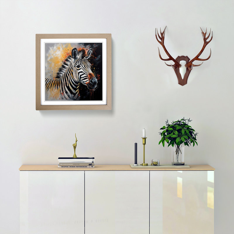 Zebra Expressionism - Framed Print, Oak Framed