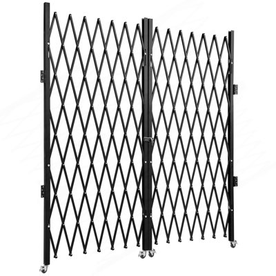 Double barrière de sécurité pliante, barrière de porte pliante H 5,1 pi x l 10,2 po, barrière de sécurité en acier accordéon, barrière de sécurité extensible flexible, barrière de barricade roulante à 360 °, barrière à ciseaux ou porte avec clés