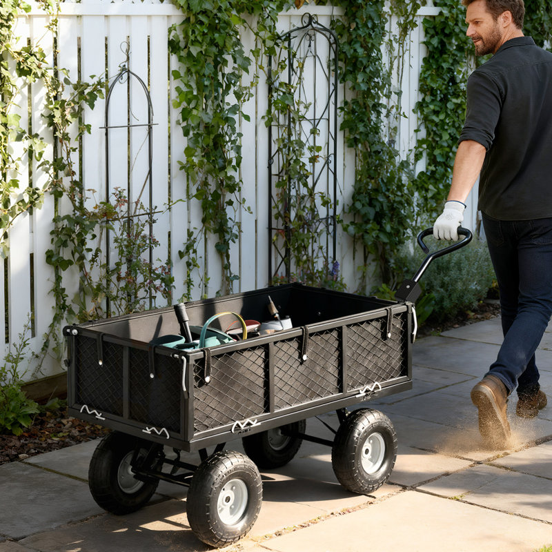 Chariot de jardin avec doublure amovible, côtés à dégagement rapide