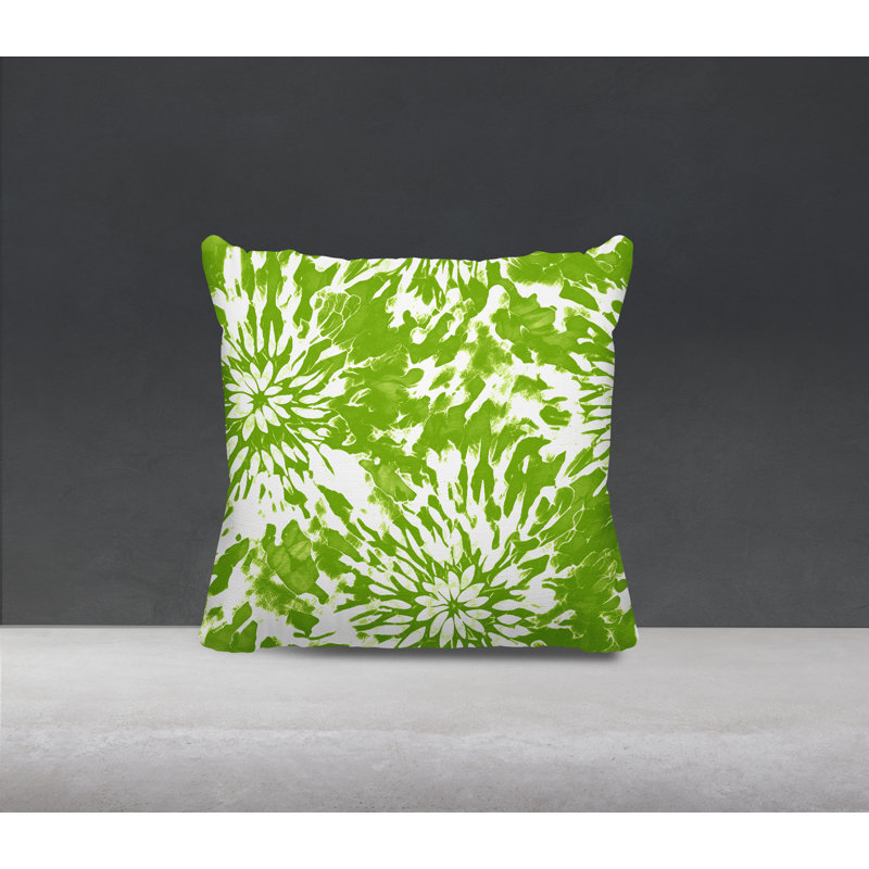 Coussin décoratif réversible en polyester filé Lorcan, Carré H 17 po x l 17 po, Chartreuse / Blanc