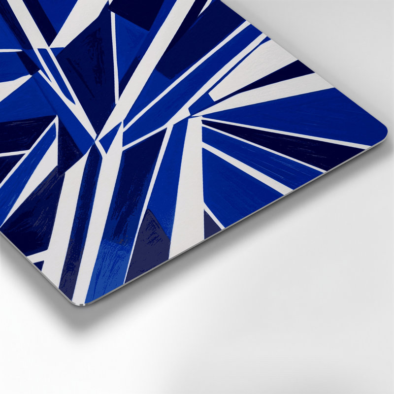 Hard Edge 53, art mural en métal bleu, H 16 po x l 16 po